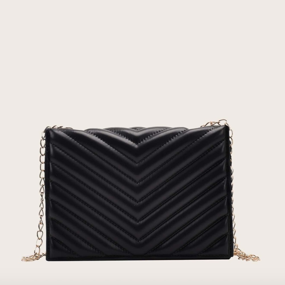 Chevron Flap Chain Crossbody Bag